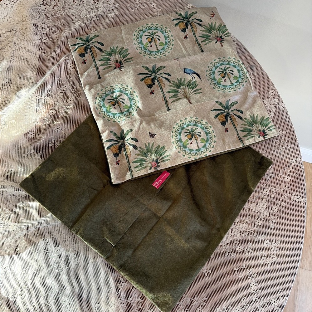 Krsnaa Mehta Tropical Palm Tree Crane Butterfly Botanical Chic Pillow Covers